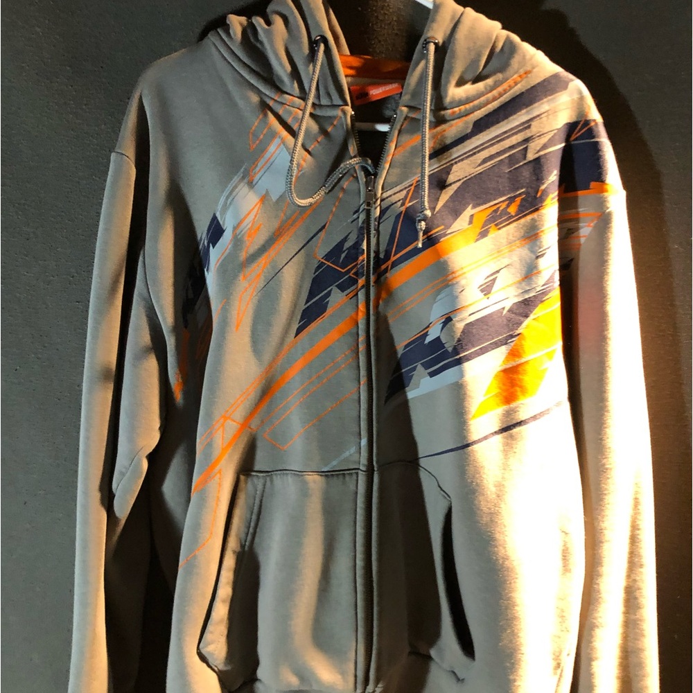 Men's Gray and Orange Graphic Hoodie